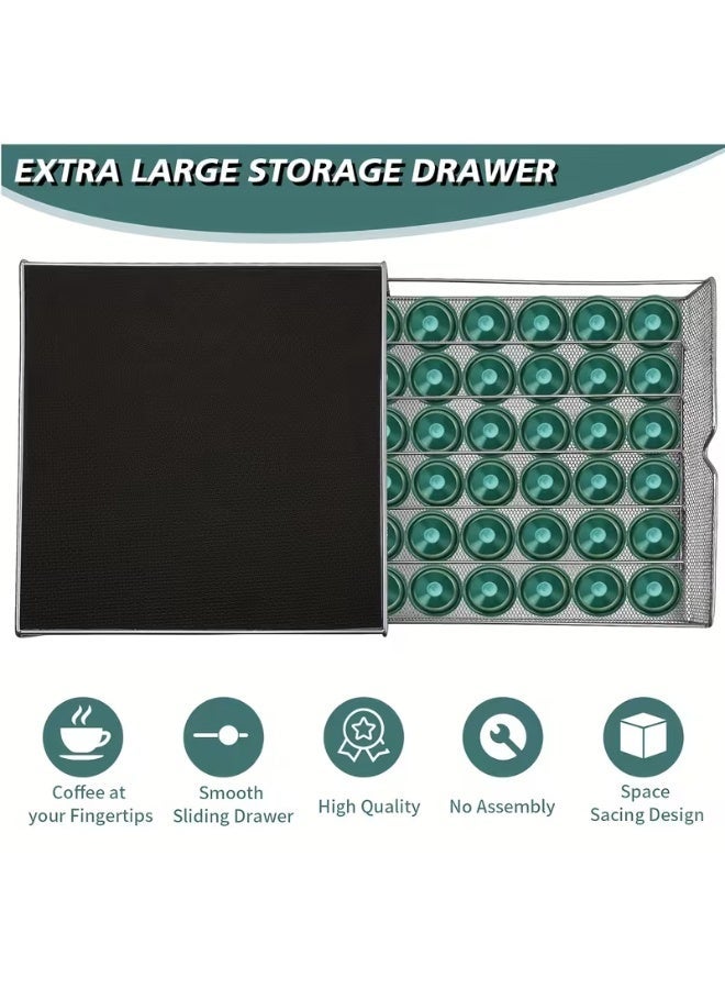 بلومنغ تايم حامل كبسولات القهوة وحامل ماكينة القهوة مضاد للاهتزاز وغير قابل للانزلاق ورف أدراج شبكي لـ 36 قطعة من دولتشي غوستو - Image 4